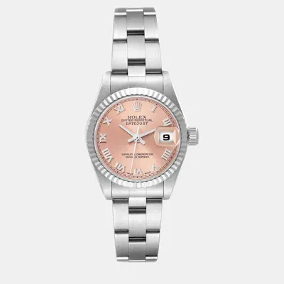 Pre-owned Rolex Datejust Salmon Dial Steel White Gold Ladies Watch 26 Mm In Orange