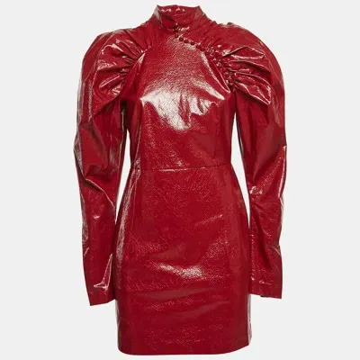 Pre-owned Rotate Birger Christensen Tibetan Red Faux Leather Kim Mini Dress S