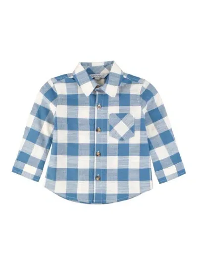 Ruggedbutts Kids'  Boys Long Sleeve Button Down Shirt In Countryside Blue Plaid