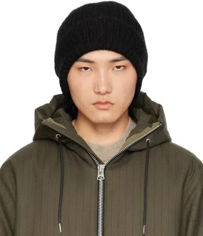 Sacai Black 's' Mohair Beanie In 001 Black