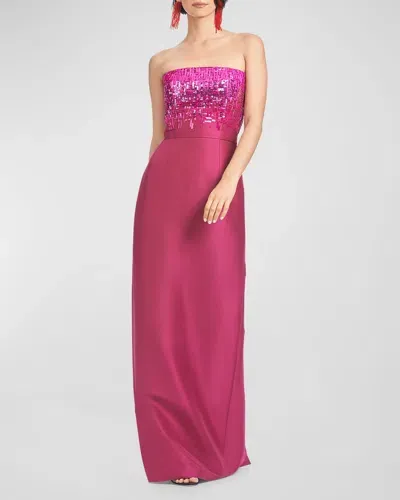 Sachin & Babi Phaedra Strapless Sequin Column Gown In Rhodolite