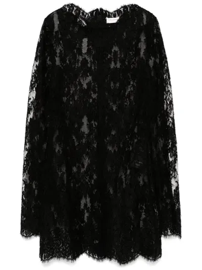 Saint Laurent Lace Mini Dress In Black