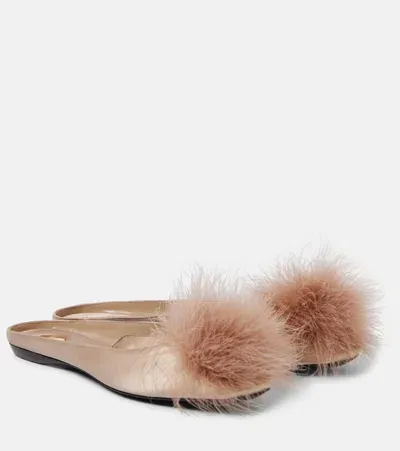 Saint Laurent Lido Satin Ballet Flats In Pink