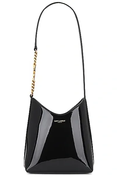 Saint Laurent Rendez-vous Patent-leather Shoulder Bag In Black