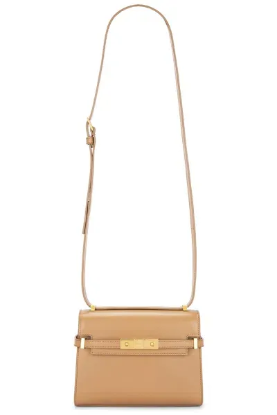 Saint Laurent Mini Manhattan Crossbody Bag In Natural Tan