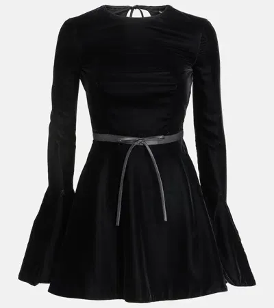 Saint Laurent Open-back Velvet Minidress In Schwarz