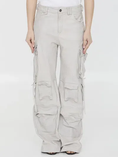 Salvatore Santoro Leather Cargo Pants In Beige