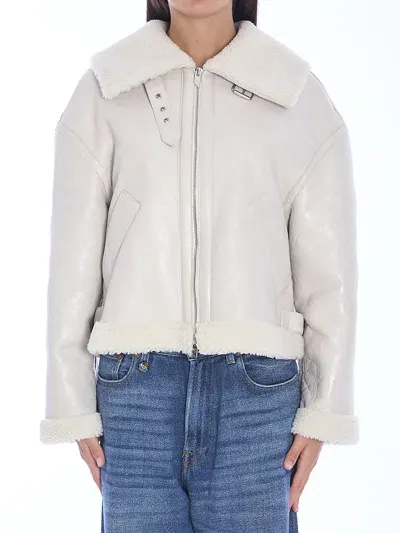 Salvatore Santoro Shearling Jacket In Ivory