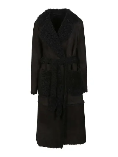 Salvatore Santoro Sheepskin Coat With Patch Pockets In Black