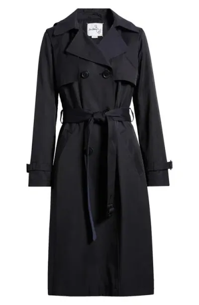 Sam Edelman Double Breasted Belted Trench Coat In Navy