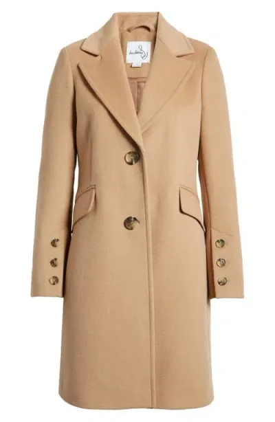 Sam Edelman Reefer Single Breasted Wool Blend Twill Jacket In Camel