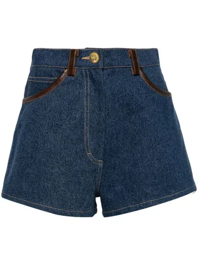 Sandro High-rise Denim Shorts In Blue