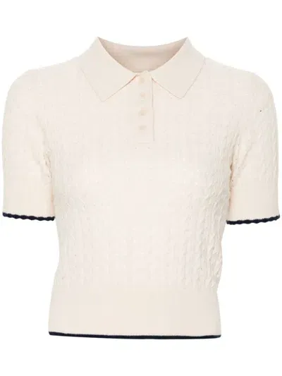 Sandro Gestricktes Poloshirt In Ecru