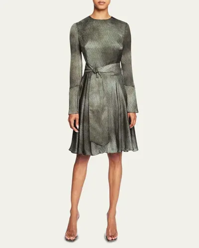 Santorelli Roni Dotted-print Chiffon Dress In Deep Sage