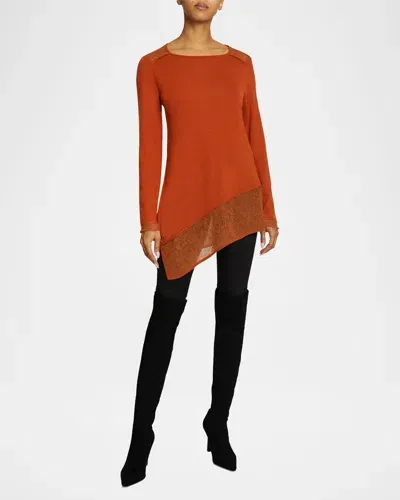 Santorelli Wella Open-knit Asymmetric Sweater In Sedona Orange