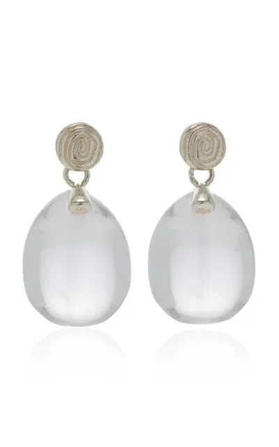 Sapir Bachar Sterling Silver Clear Quartz Earrings In White