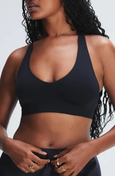 Savage X Fenty Seamless Halter Bralette In Black Caviar