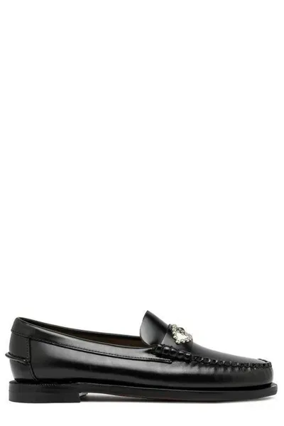 Sebago Classic Dan Eye Embellished Loafers In Black