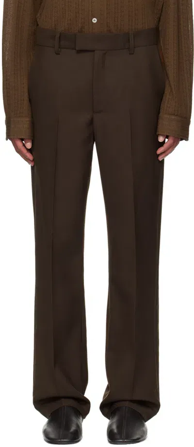 Séfr Brown Mike Suit Trousers In Sludge Wool