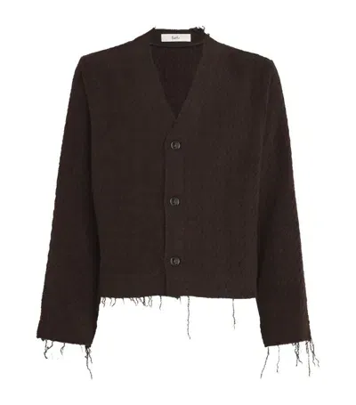 Séfr Distressed Cable-knit Zola Cardigan In Brown