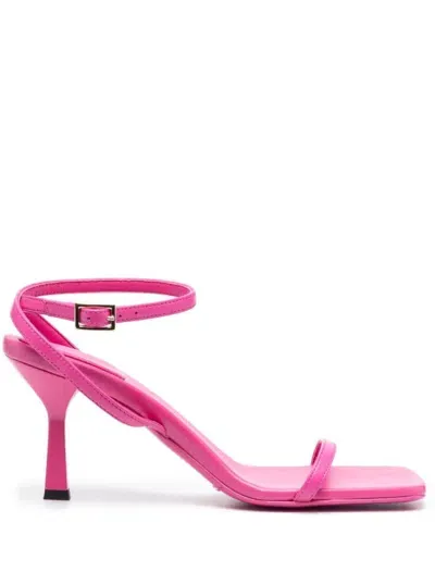 Semicouture Buckled Square-toe Leather Sandals In Pink