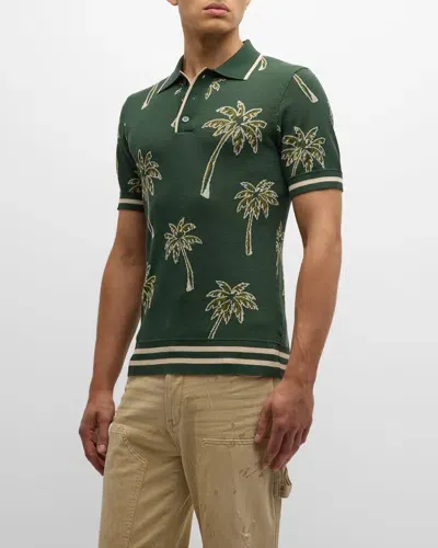 Ser.o.ya Men's Calan Palm Jacquard Polo Shirt In Palm Tree Green