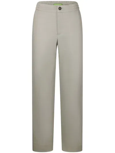 Shanghai Tang Silk Straight Trousers In Grey