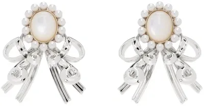 Shushu-tong Silver Sunflower Stud Earrings In White