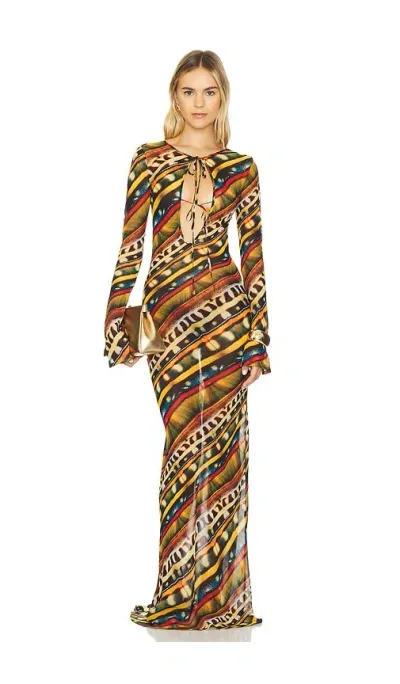 Siedres Magy Tie-front Maxi Dress In Multi