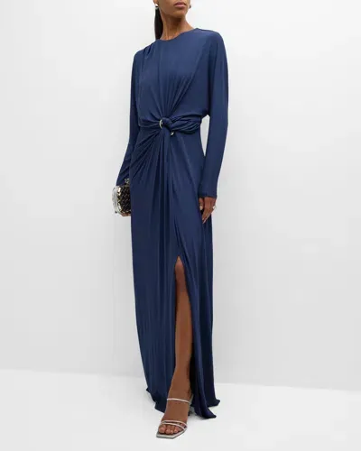 Simkhai Maisie Draped Blouson Column Gown In Midnight