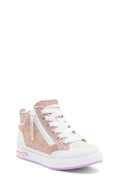 Skechers Kids' Shoutouts 2.0 High Top Sneaker In White/rose Gold