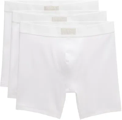 Skims Three-pack White  Cotton 5 Boxer Briefs In Chalk