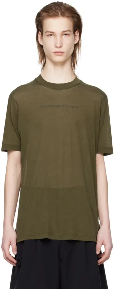 Song For The Mute Khaki 'dreaming Eyes Open' T-shirt In Army Green