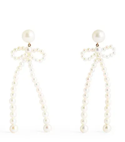 Sophie Bille Brahe Yellow Gold And Freshwater Pearl Bow Rosette Earrings