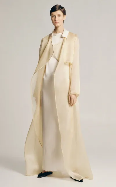 Sophie Et Voila Long Silk Coat In Ivory