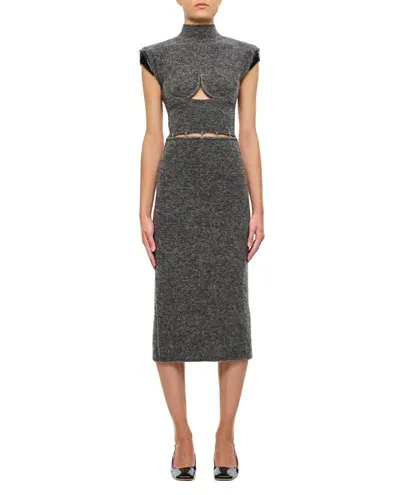 Sportmax Albino Cut-out Mohair Dress In Grey