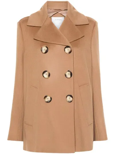 Sportmax Pre Wool Double Breasted Coat In Brown