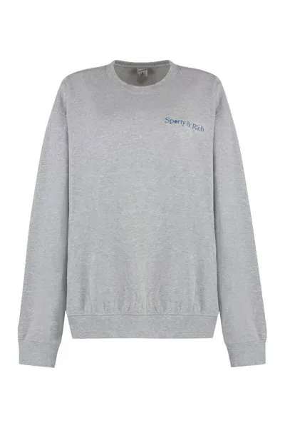 Sporty And Rich Sporty & Rich Cotton Crew-neck Sweatshirt In Grey