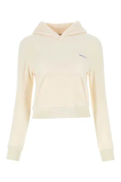 Sporty And Rich Sporty & Rich Logo Embroidered Jersey Fleece Sweatshirt In Beige