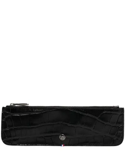 St Dupont Crocodile-embossed Pencil Case In Schwarz