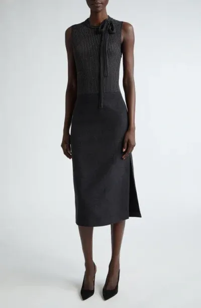 St John St. John Collection Mixed Media Midi Sweater Dress In Heather Carbon