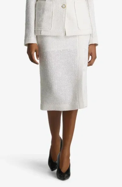 St John St. John Collection Open Weave Tweed Skirt In Ivory