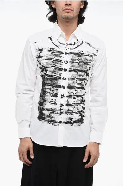 Stefan Cooke Relaxed Fit Shirt With Trompe L'oeil Print In White