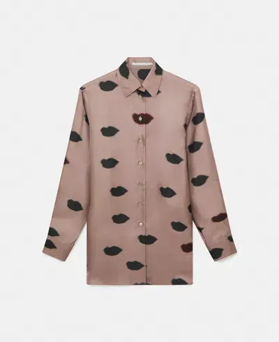 Stella Mccartney Oversized Lips Print Shirt In Ashy Mauve