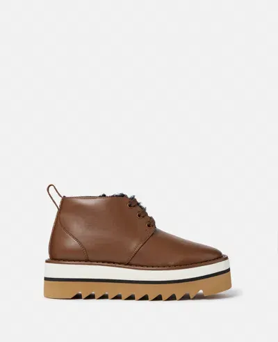 Stella Mccartney Sneak-elyse Plush Teddy-lined Desert Boots In Tortoiseshell Brown