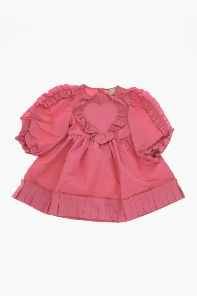 Stella Mccartney Solid Color Crew-neck Dress With Ruffles In Pink