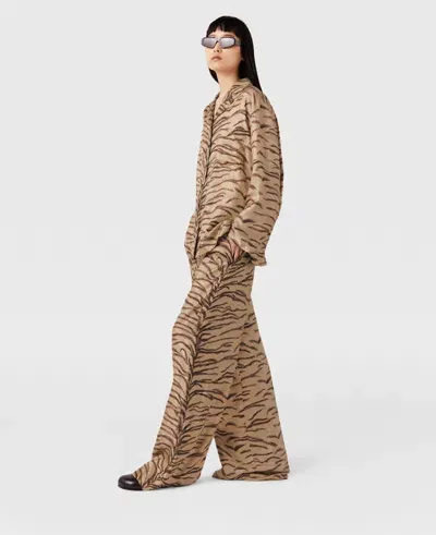 Stella Mccartney Tiger Print High-rise Wide-leg Pants In Natural Tiger Print