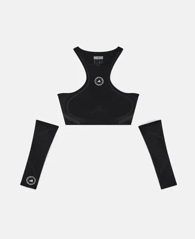 Stella Mccartney Truepace Running Crop Top With Arm Guards In Black