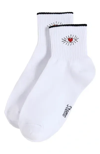 Stems Evil Eye Quarter Socks In White