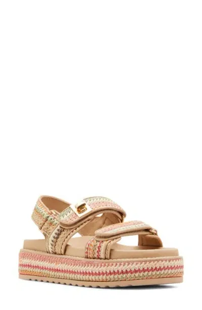 Steve Madden Bigmona Raffia Slingback Platform Sandal In Bright Woven Multi